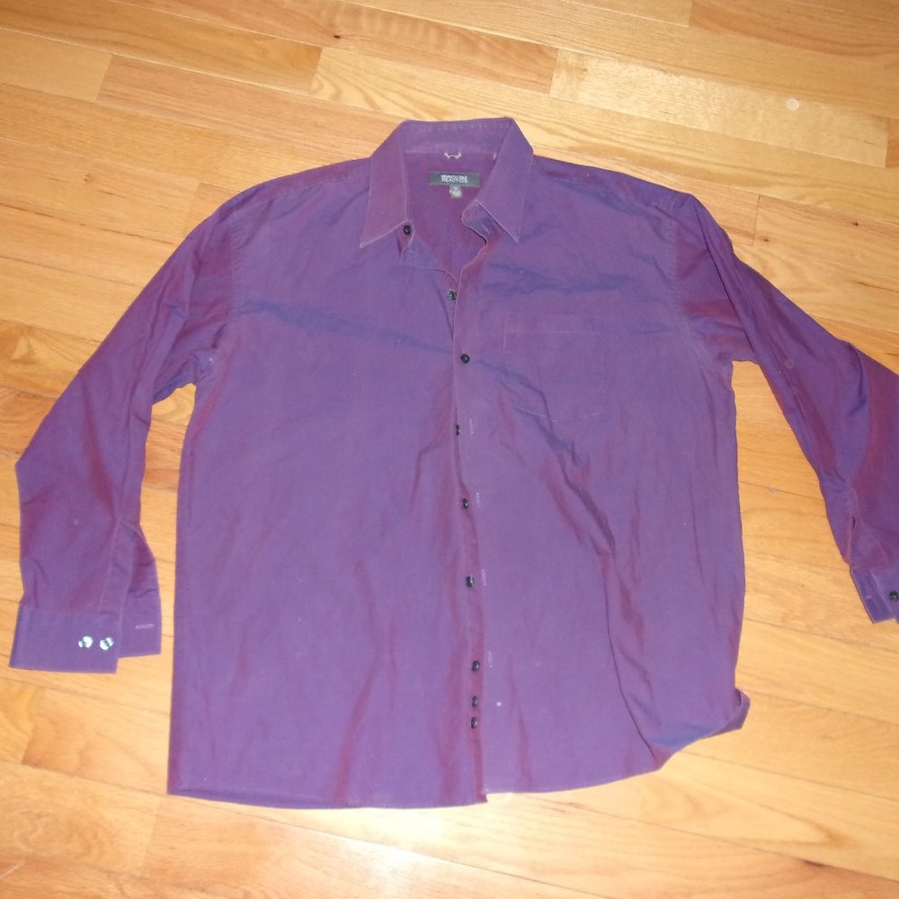 KENNETH COLE REACTION MENS BUTTON UP SHIRT PURPLE